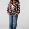 Haut boutonné à manche longue en flanelle à carreaux