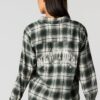 Haut boutonné à manche longue en flanelle à carreaux