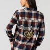 Haut boutonné à manche longue en flanelle à carreaux