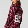 Haut boutonné à manche longue en flanelle à carreaux