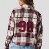 Haut boutonné à manche longue en flanelle à carreaux