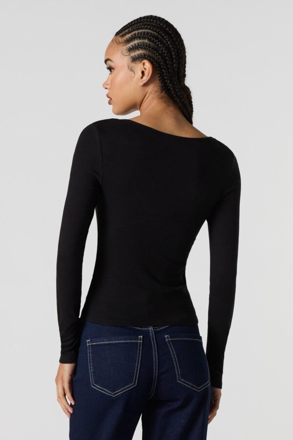 Ribbed henley long sleeve
