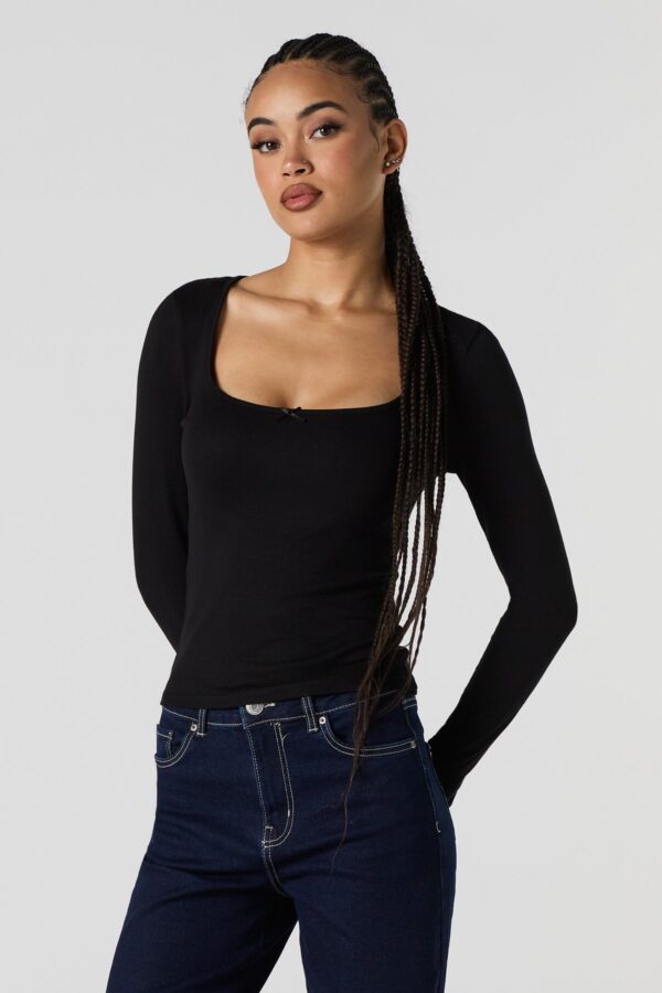 Ribbed henley long sleeve