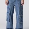 Jean cargo rigide baggy à jambe large