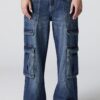 Jean cargo rigide baggy à jambe large