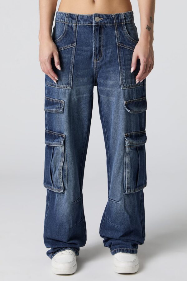 Jean cargo rigide baggy à jambe large