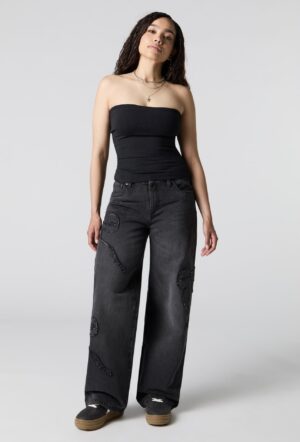 Screenshot Jean de planchiste à taille basse avec bouck-Noir