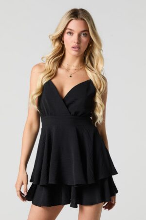 Robe Noire à Volants "Minuit Épuré"