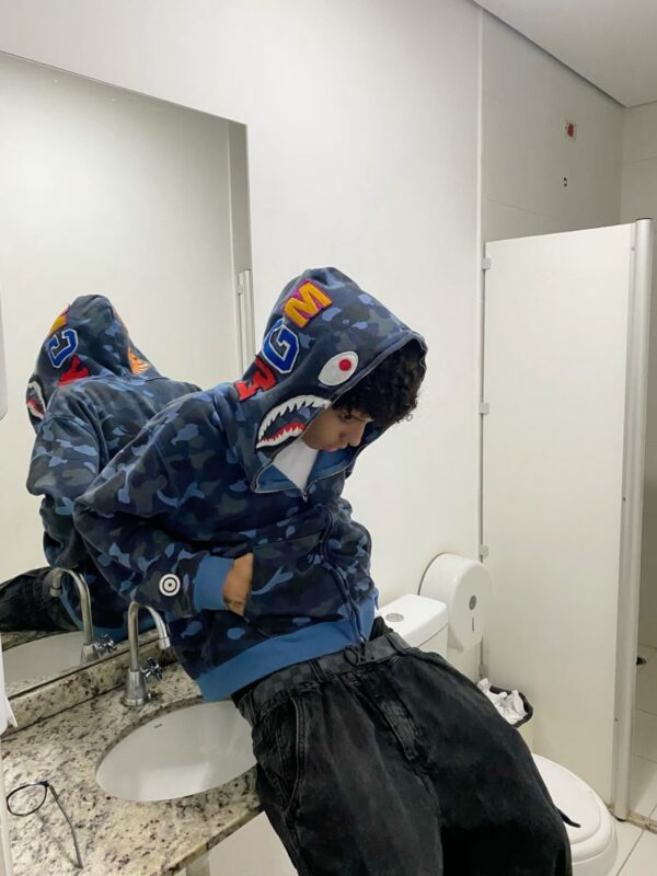 Pull Over Avec capuche en coton BaPe (Blue)